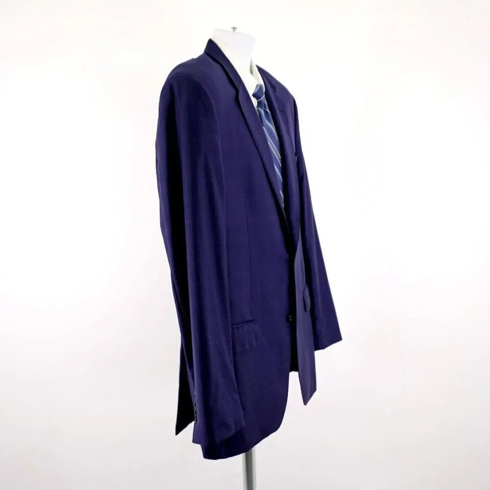 Jos A Bank Signature Gold Super 150s Wool‎ Blue Windowpane 42L 2 Button Blazer